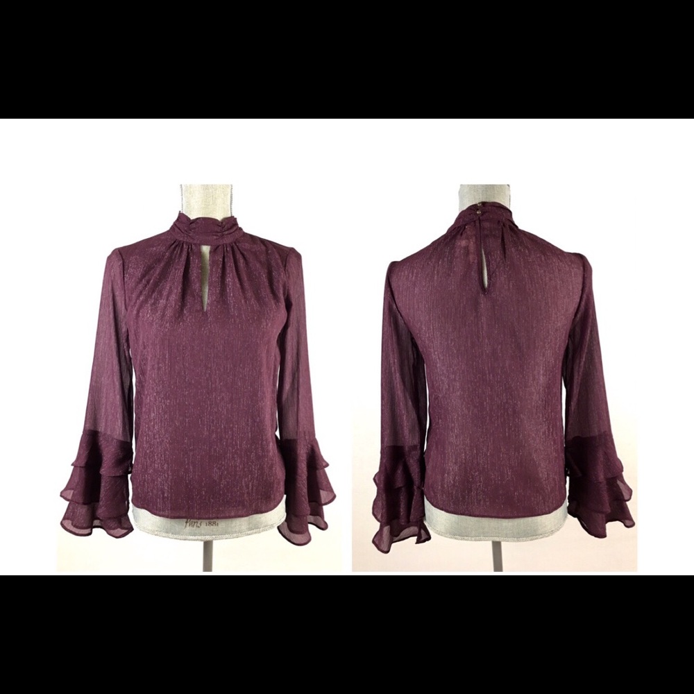 Jolt Women's Tiered Sleeve Mock-Neck Blouse SizeXS